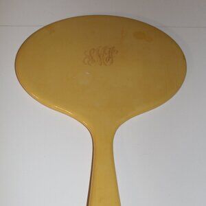 1920's Vintage Art Deco DUBERRY? Oval Ivory Pyralin Celluloid Beveled Mirror